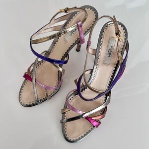 Prada metallic leather heels